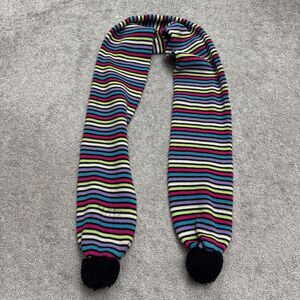Mudd Vintage Y2K 90s Pom Pom Multicolor Striped Scarf Womens Winter Knit Retro